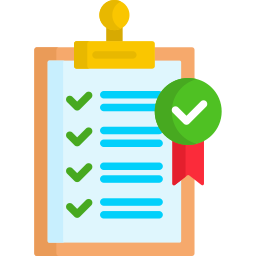 Clipart note with checkmarks and a medal with a checkmark inside of it