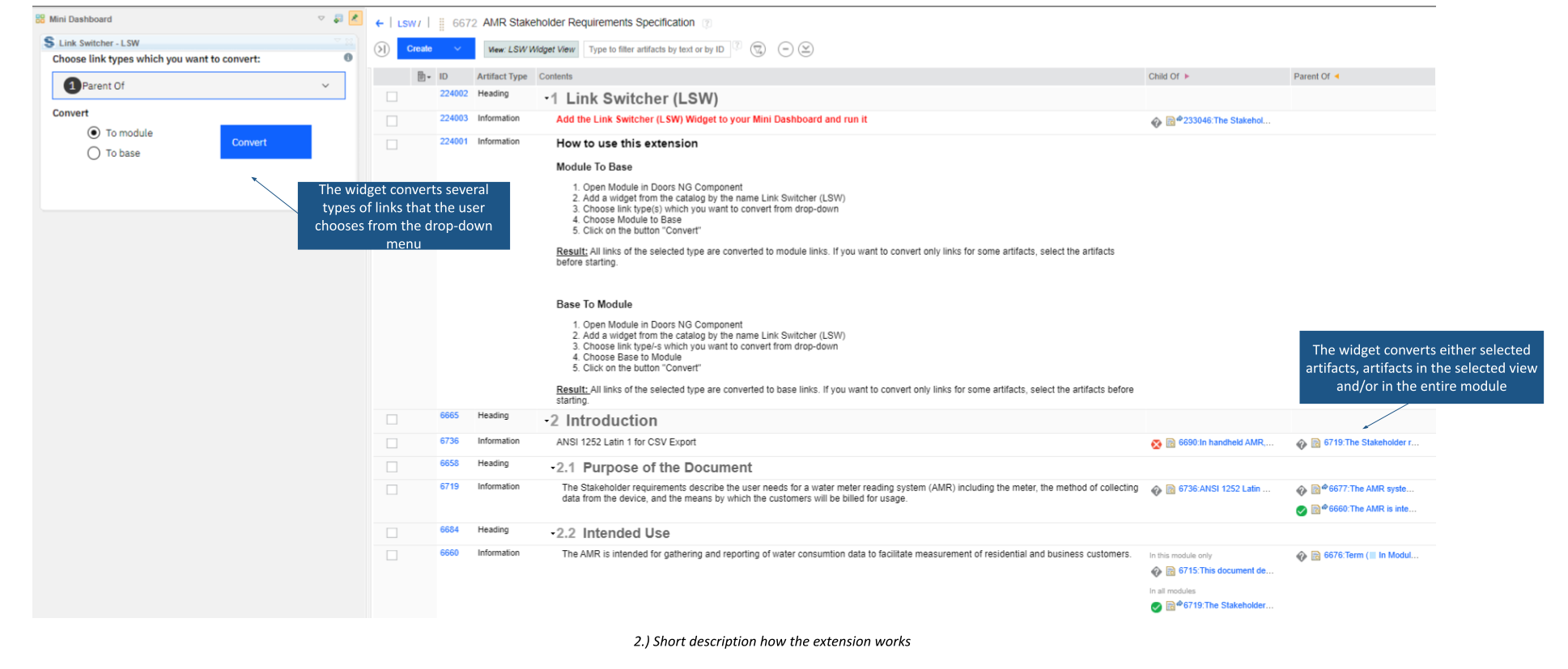 Converts several types of links that the user chooses from the drop-down menu